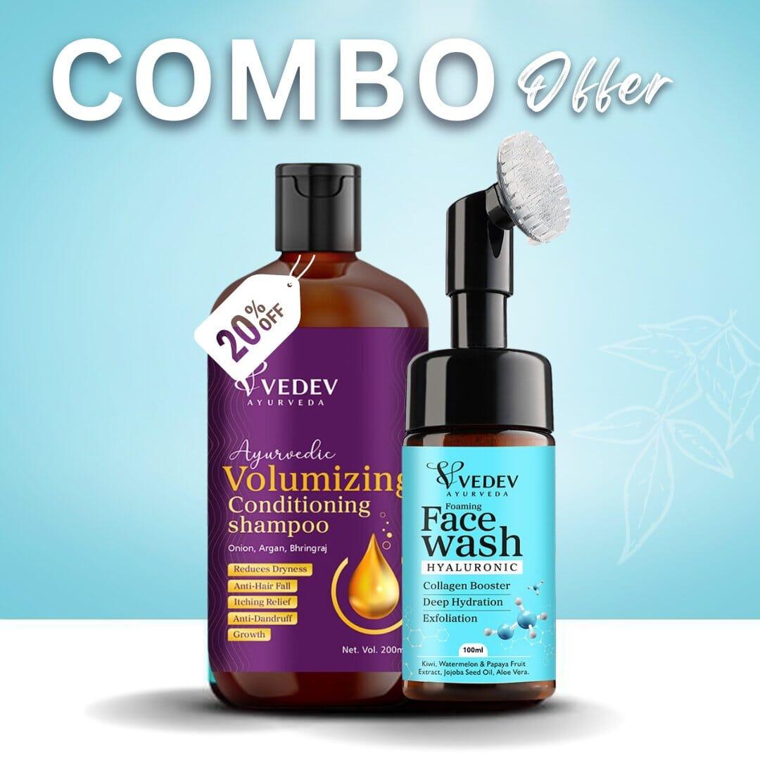 Combo Ayurveda Ayurveda Volumizing Conditioning Shampoo and Hyaluronic Foaming Face Wash My Store 